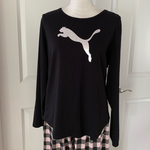 NWOT Puma black top and plaid pants pajama set - Picture 5 of 12